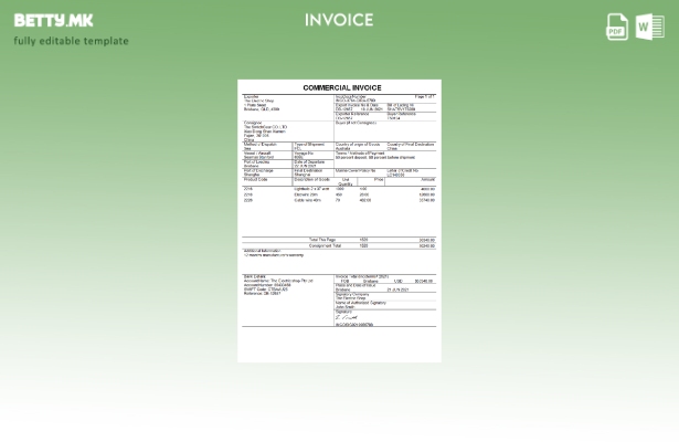 модерен стил Австралија комерцијална фактура шаблон фактура компанија
